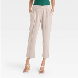 High Rise Slim Straight Fit Ankle Pull-On Pants - A New Day (Cream)
